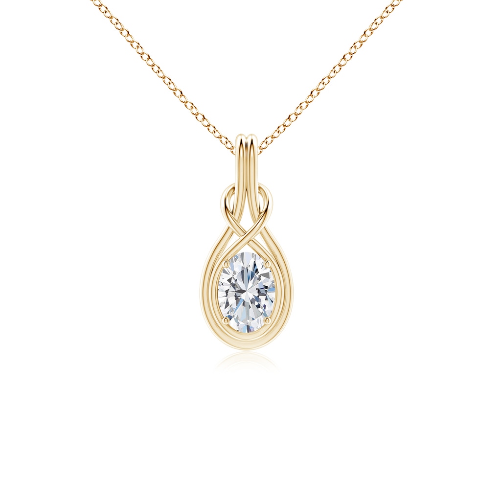 7.3x5.2mm FGVS Lab-Grown Oval Diamond Solitaire Infinity Knot Pendant in Yellow Gold
