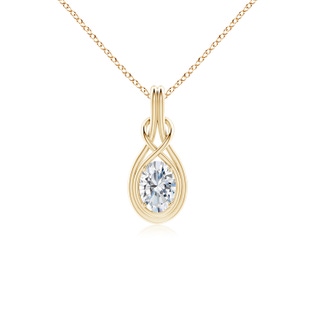 7.3x5.2mm FGVS Lab-Grown Oval Diamond Solitaire Infinity Knot Pendant in Yellow Gold