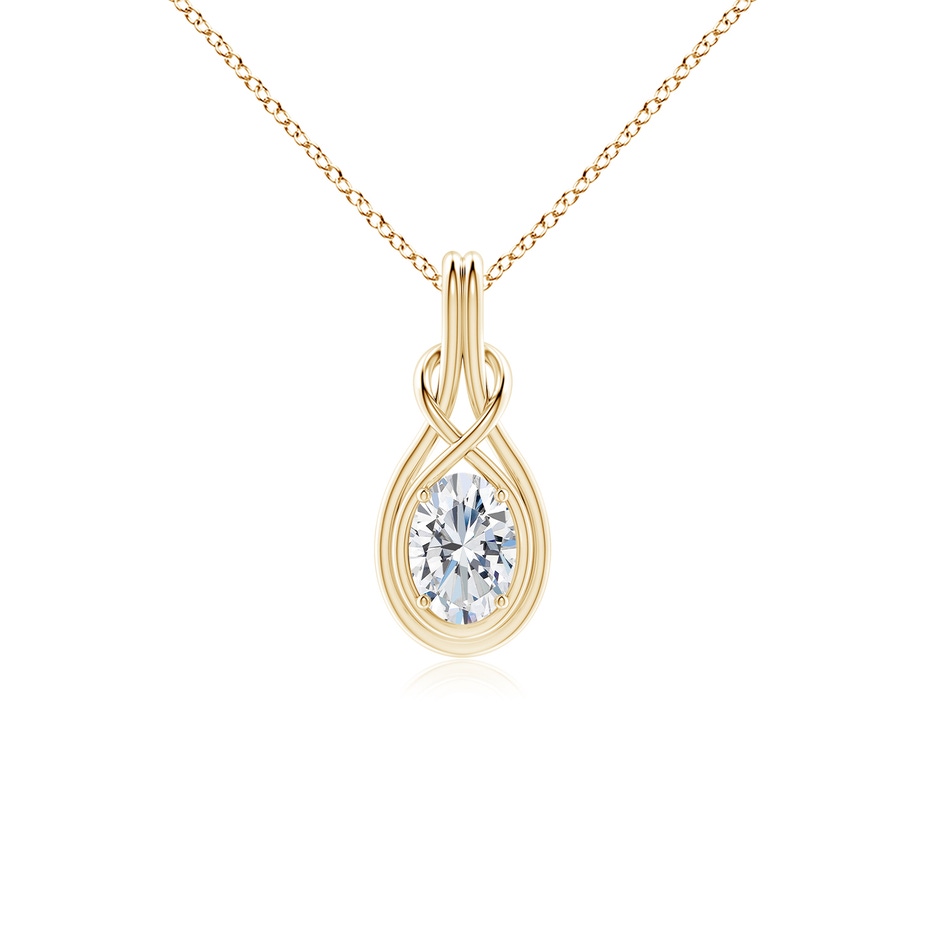 7.3x5.2mm FGVS Lab-Grown Oval Diamond Solitaire Infinity Knot Pendant in Yellow Gold 