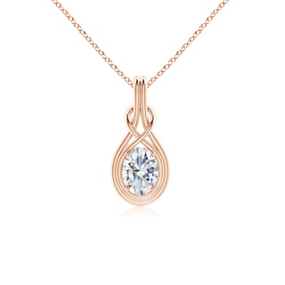 7.7x5.7mm FGVS Lab-Grown Oval Diamond Solitaire Infinity Knot Pendant in 10K Rose Gold