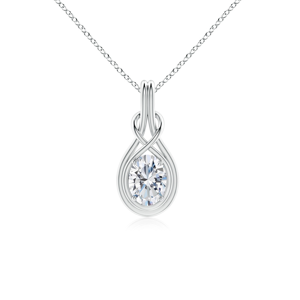 7.7x5.7mm FGVS Lab-Grown Oval Diamond Solitaire Infinity Knot Pendant in P950 Platinum
