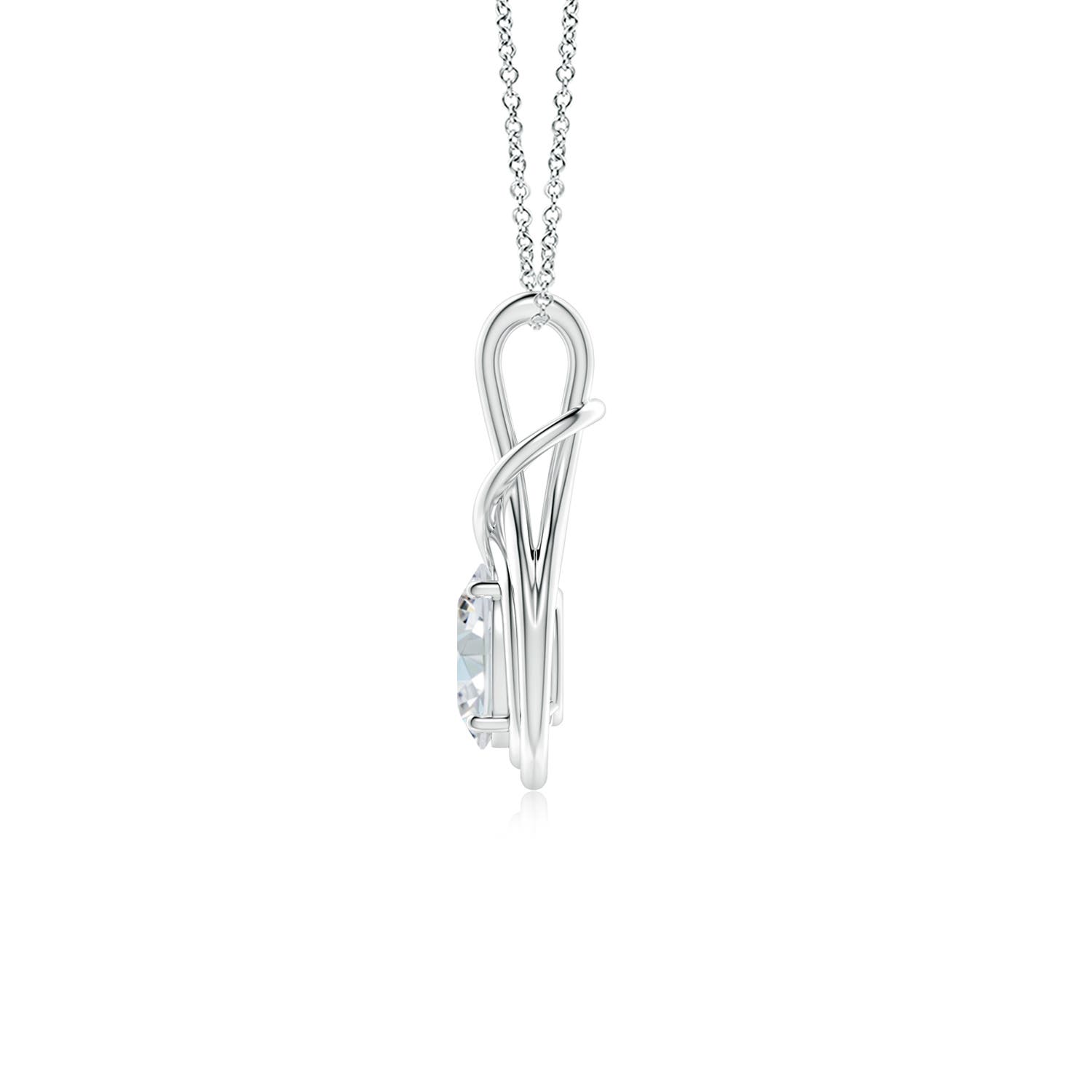 7.7x5.7mm FGVS Lab-Grown Oval Diamond Solitaire Infinity Knot Pendant in White Gold
