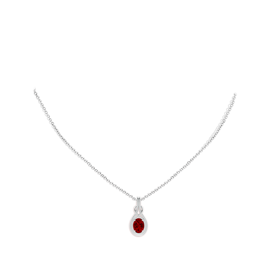 8x6mm Labgrown Lab-Grown Oval Ruby Solitaire Infinity Knot Pendant in White Gold pen