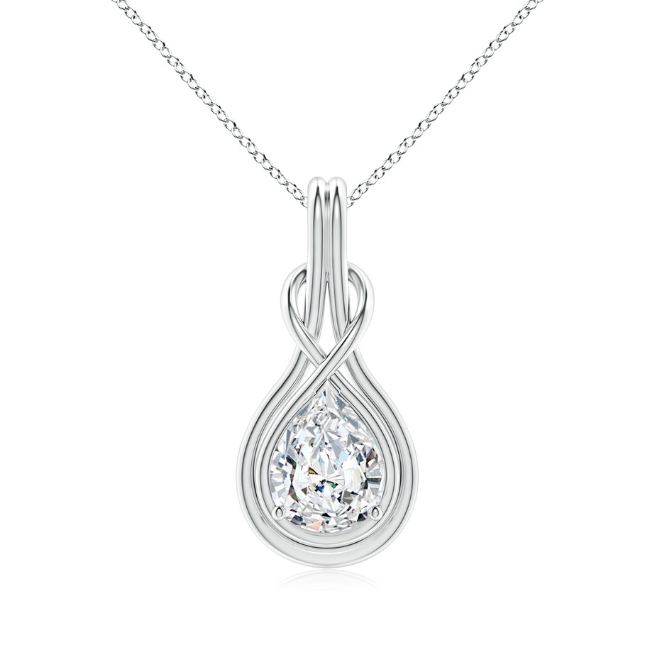10x6.5mm FGVS Lab-Grown Pear Diamond Solitaire Infinity Knot Pendant in P950 Platinum 