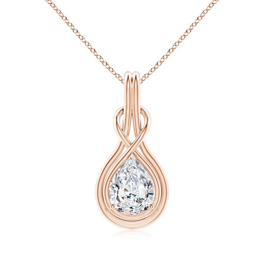 10x6.5mm FGVS Lab-Grown Pear Diamond Solitaire Infinity Knot Pendant in Rose Gold 