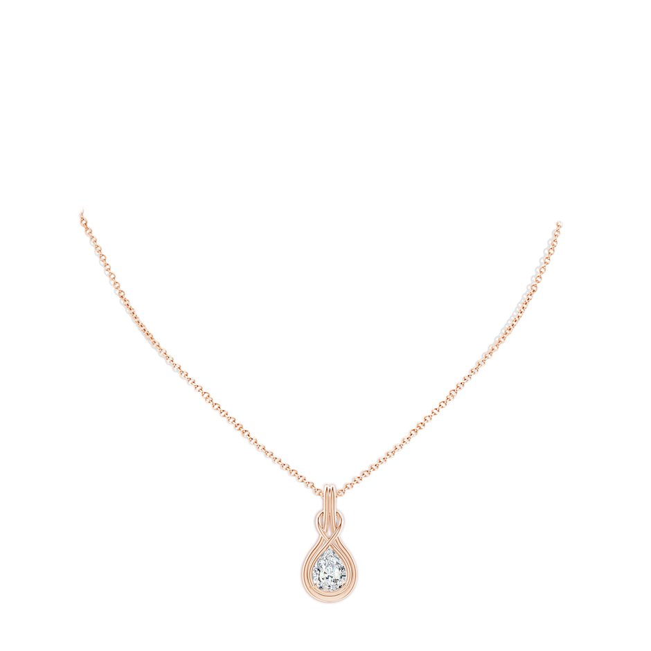 10x6.5mm FGVS Lab-Grown Pear Diamond Solitaire Infinity Knot Pendant in Rose Gold pen