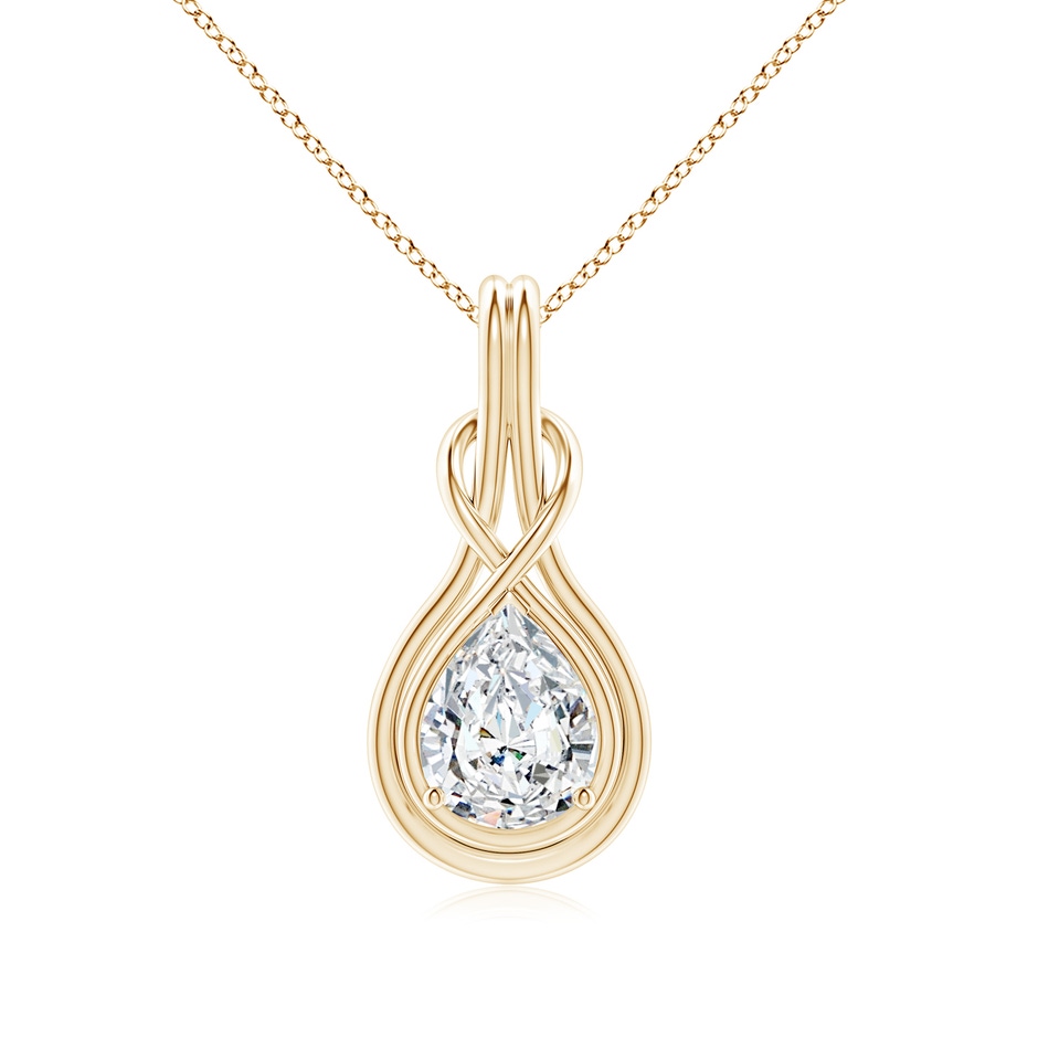 10x6.5mm FGVS Lab-Grown Pear Diamond Solitaire Infinity Knot Pendant in Yellow Gold 