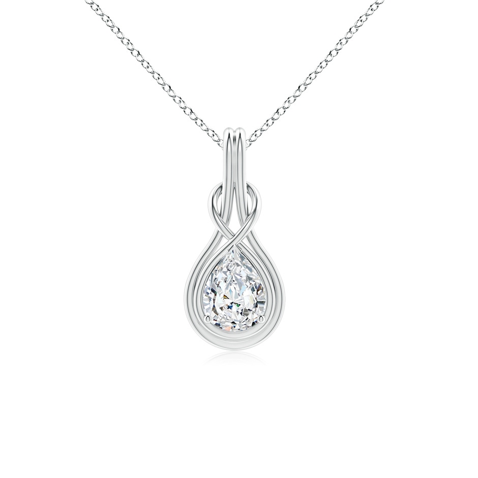 8x5mm FGVS Lab-Grown Pear Diamond Solitaire Infinity Knot Pendant in P950 Platinum 