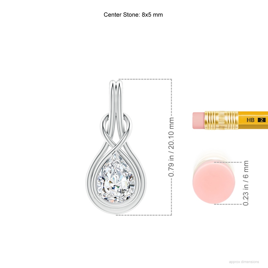 8x5mm FGVS Lab-Grown Pear Diamond Solitaire Infinity Knot Pendant in P950 Platinum ruler