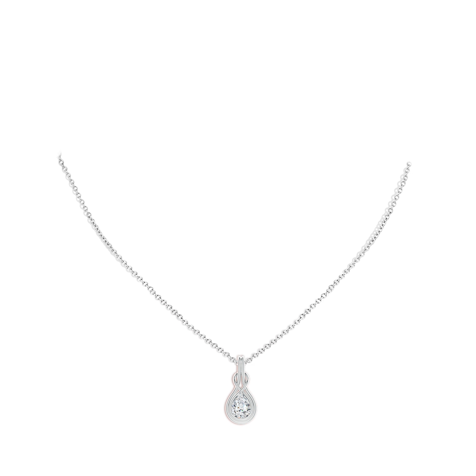 8x5mm FGVS Lab-Grown Pear Diamond Solitaire Infinity Knot Pendant in P950 Platinum pen