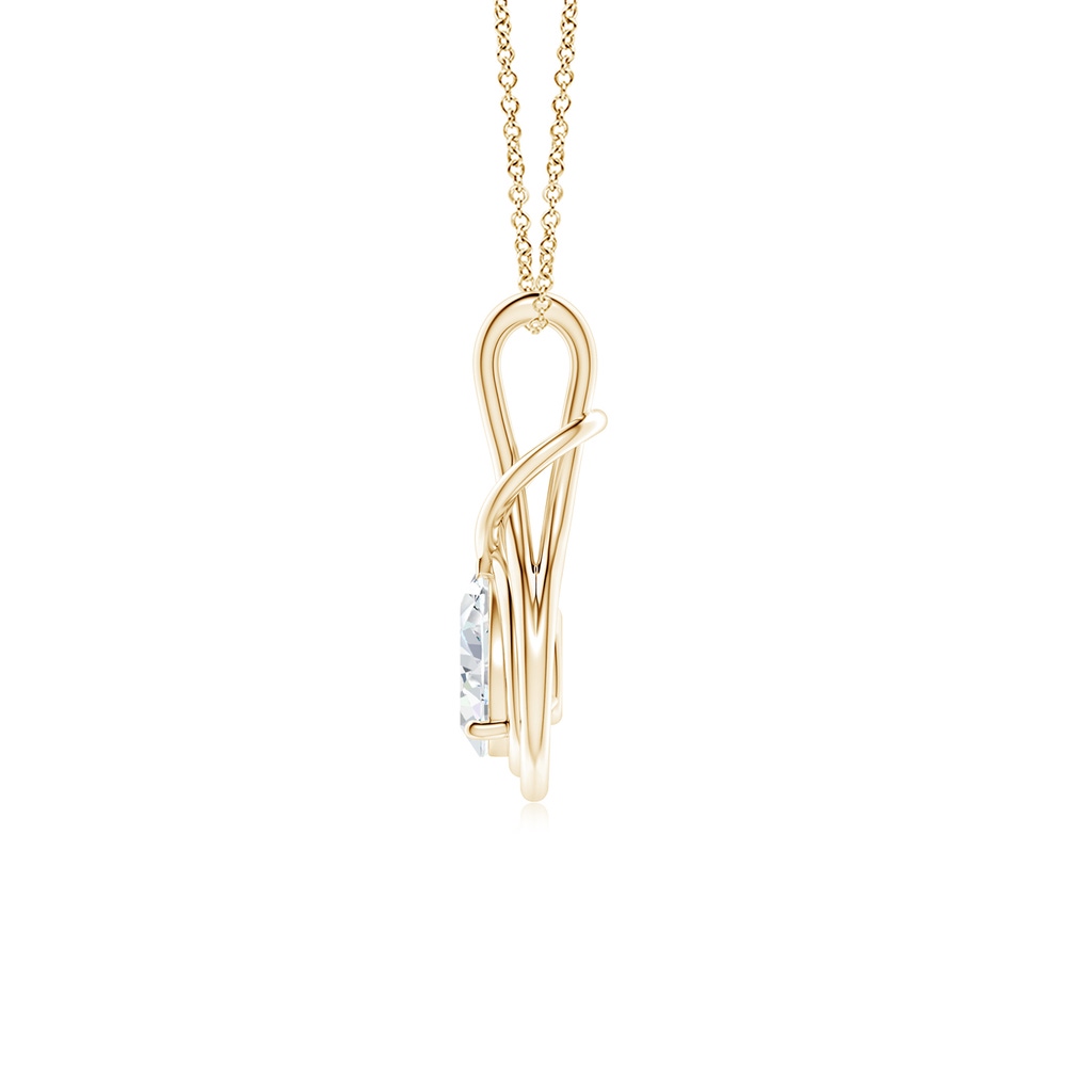 8x5mm FGVS Lab-Grown Pear Diamond Solitaire Infinity Knot Pendant in Yellow Gold - side 199
