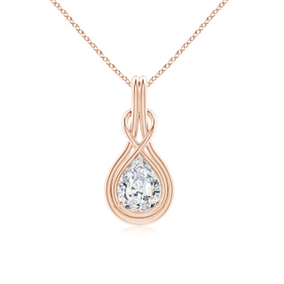 9x5.5mm FGVS Lab-Grown Pear Diamond Solitaire Infinity Knot Pendant in 10K Rose Gold