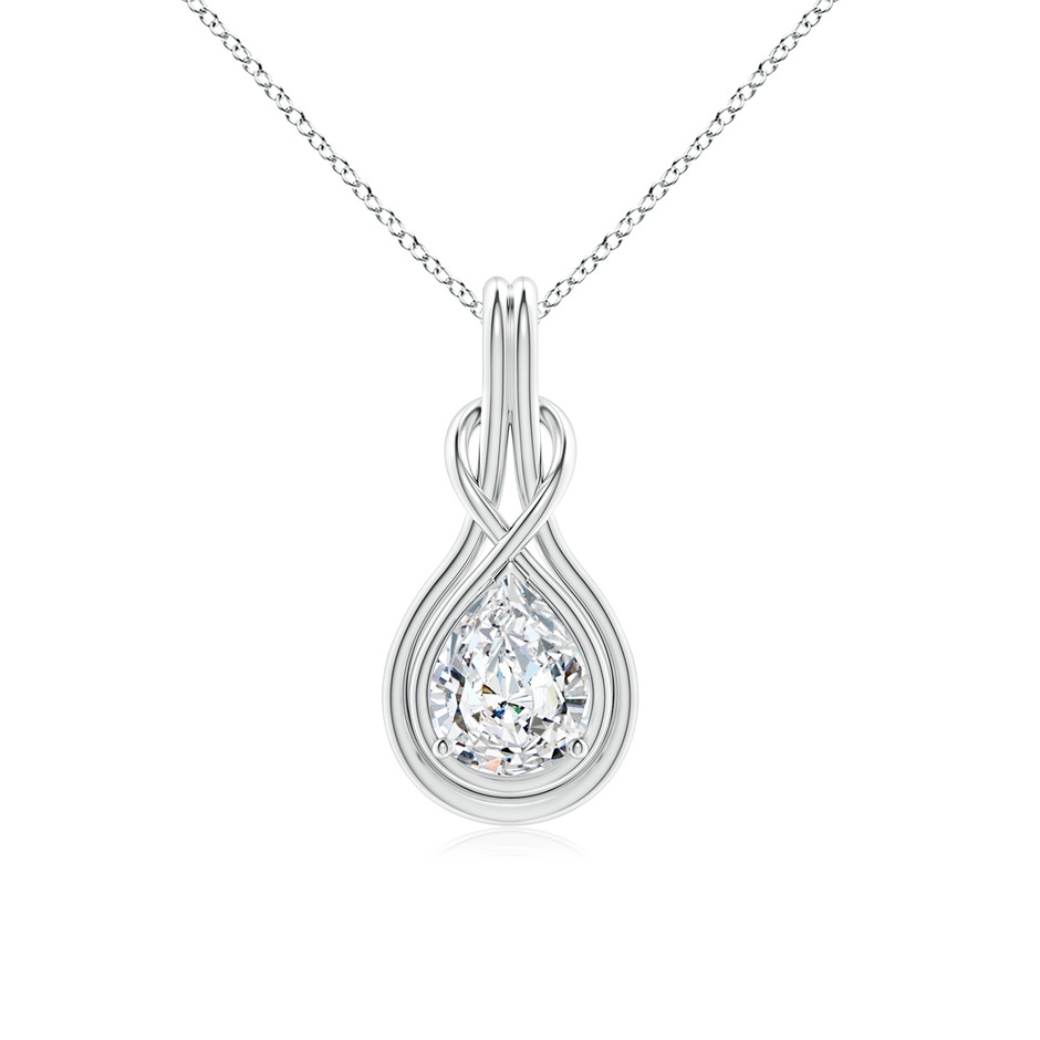 9x5.5mm FGVS Lab-Grown Pear Diamond Solitaire Infinity Knot Pendant in White Gold 