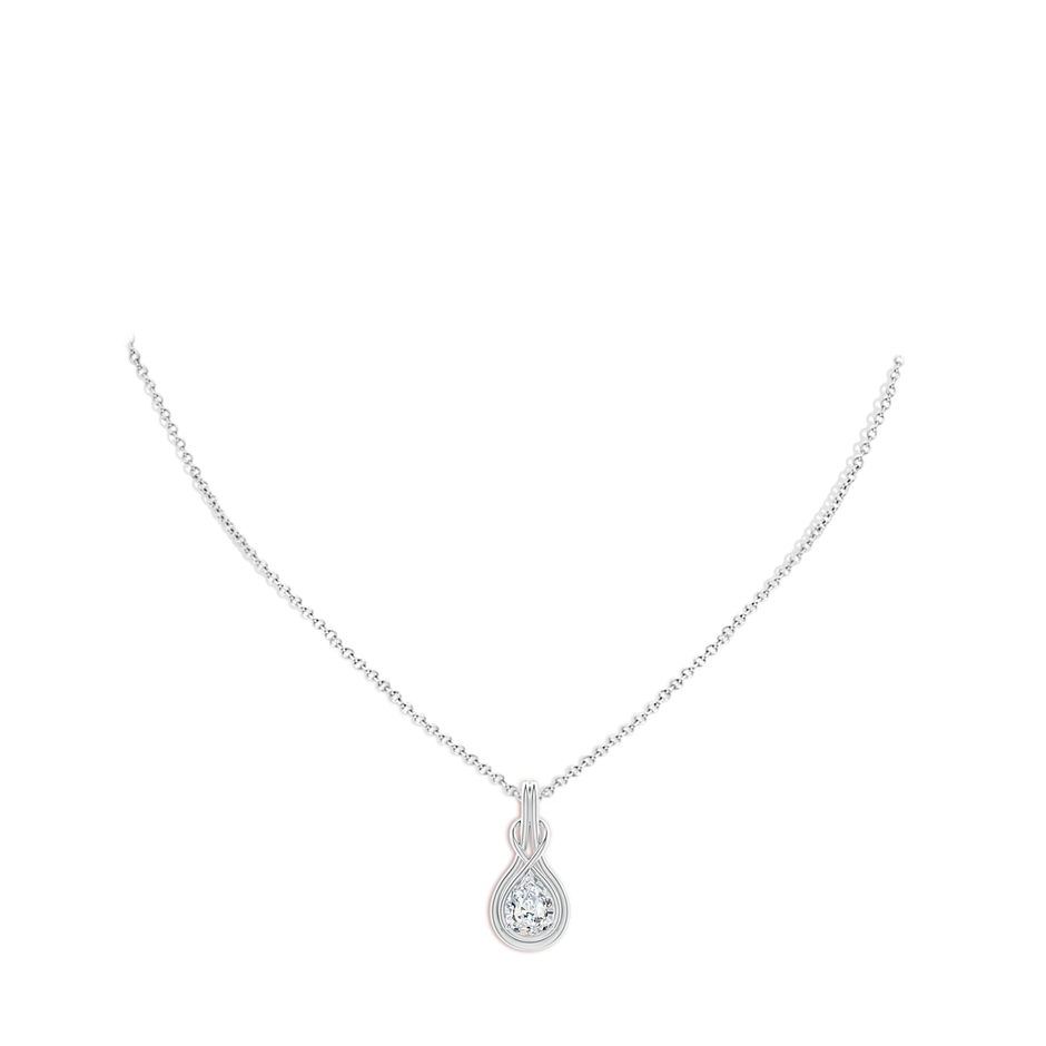 9x5.5mm FGVS Lab-Grown Pear Diamond Solitaire Infinity Knot Pendant in White Gold pen