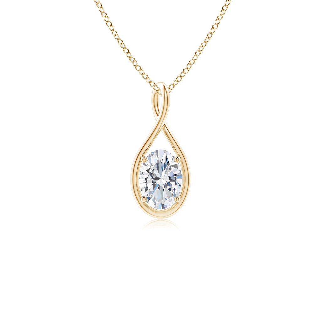 7.3x5.2mm FGVS Lab-Grown Solitaire Oval Diamond Twist Bale Pendant in 18K Yellow Gold