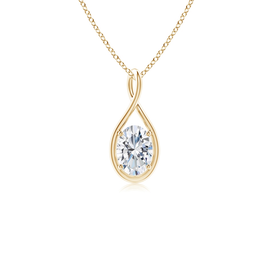 7.3x5.2mm FGVS Lab-Grown Solitaire Oval Diamond Twist Bale Pendant in 18K Yellow Gold 