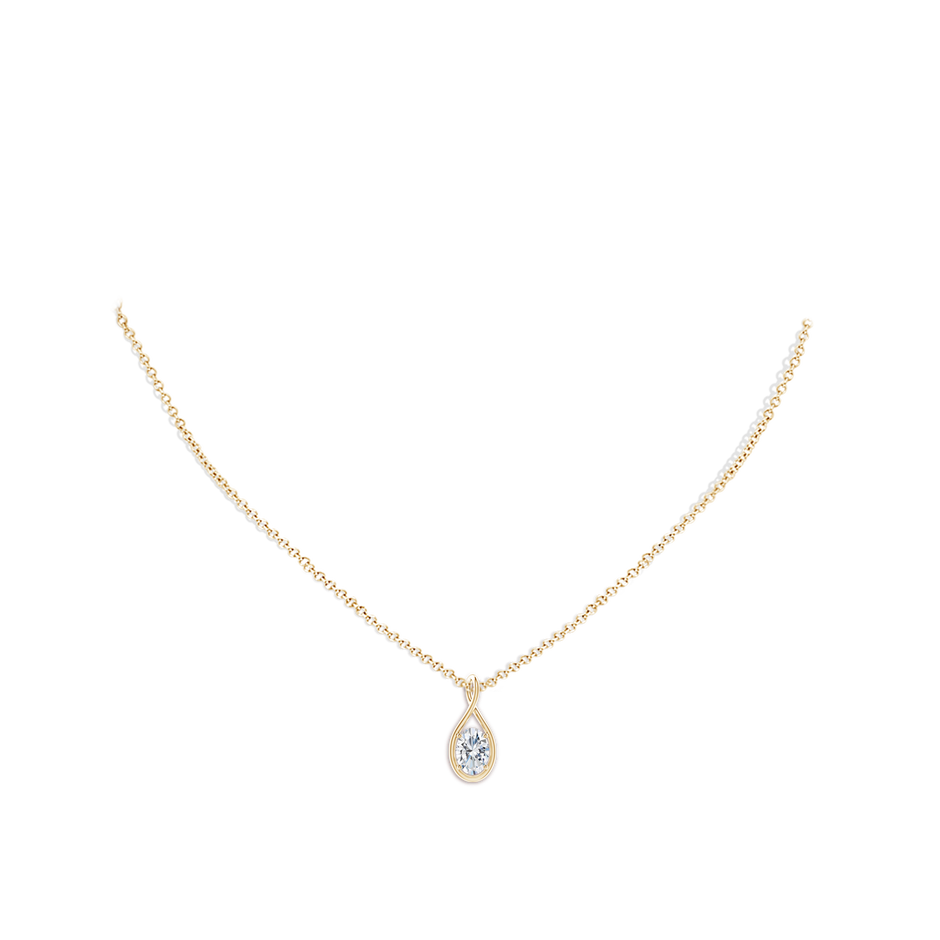 7.3x5.2mm FGVS Lab-Grown Solitaire Oval Diamond Twist Bale Pendant in 18K Yellow Gold pen