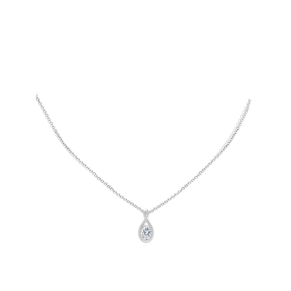 7.3x5.2mm FGVS Lab-Grown Solitaire Oval Diamond Twist Bale Pendant in P950 Platinum pen