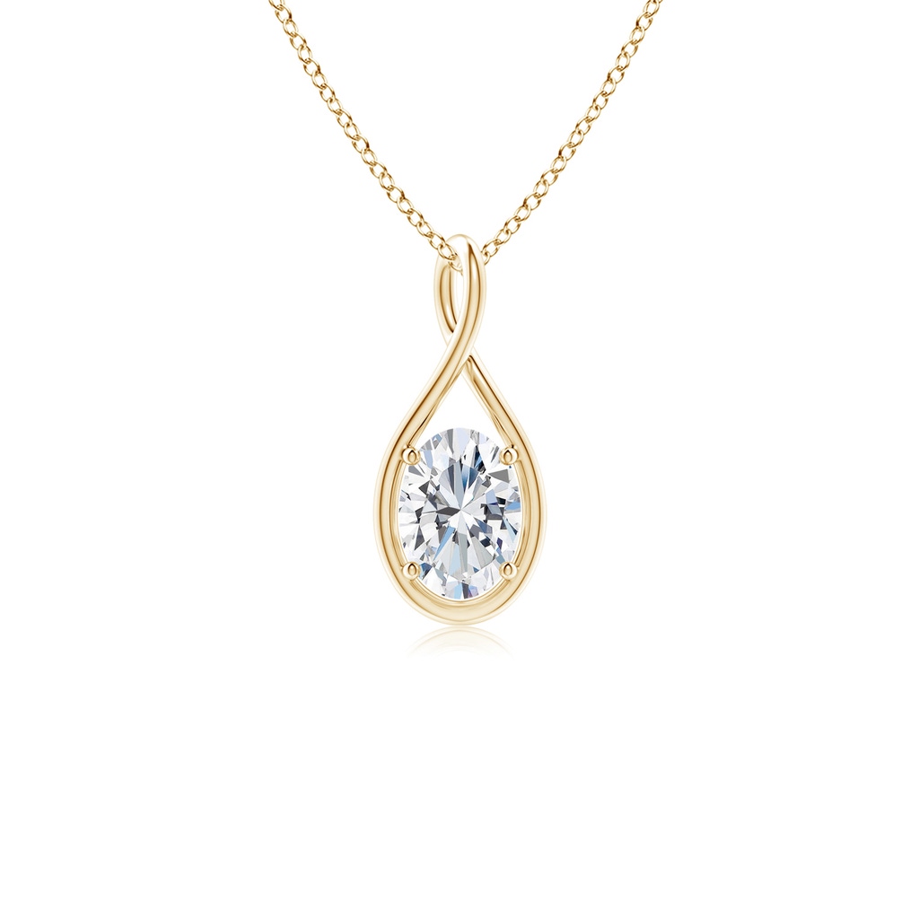 7.3x5.2mm FGVS Lab-Grown Solitaire Oval Diamond Twist Bale Pendant in Yellow Gold