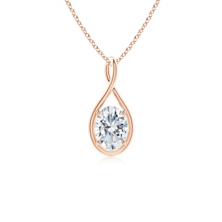 7.7x5.7mm FGVS Lab-Grown Solitaire Oval Diamond Twist Bale Pendant in 10K Rose Gold