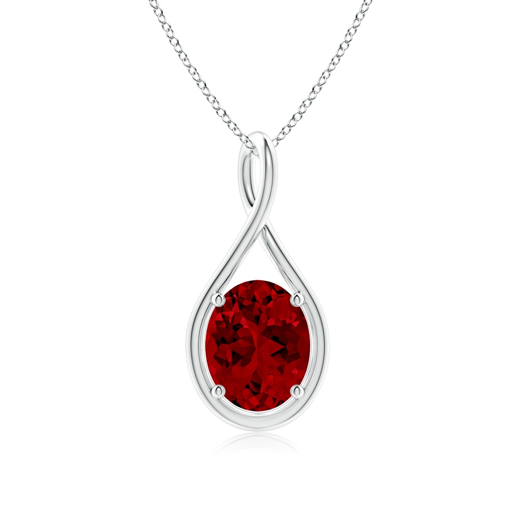 10x8mm Labgrown Lab-Grown Solitaire Oval Ruby Twist Bale Pendant in P950 Platinum