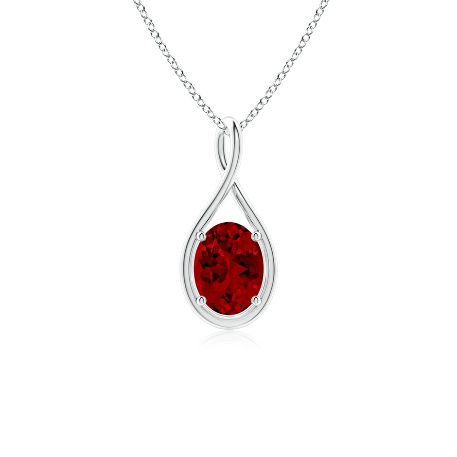 8x6mm Labgrown Lab-Grown Solitaire Oval Ruby Twist Bale Pendant in White Gold 