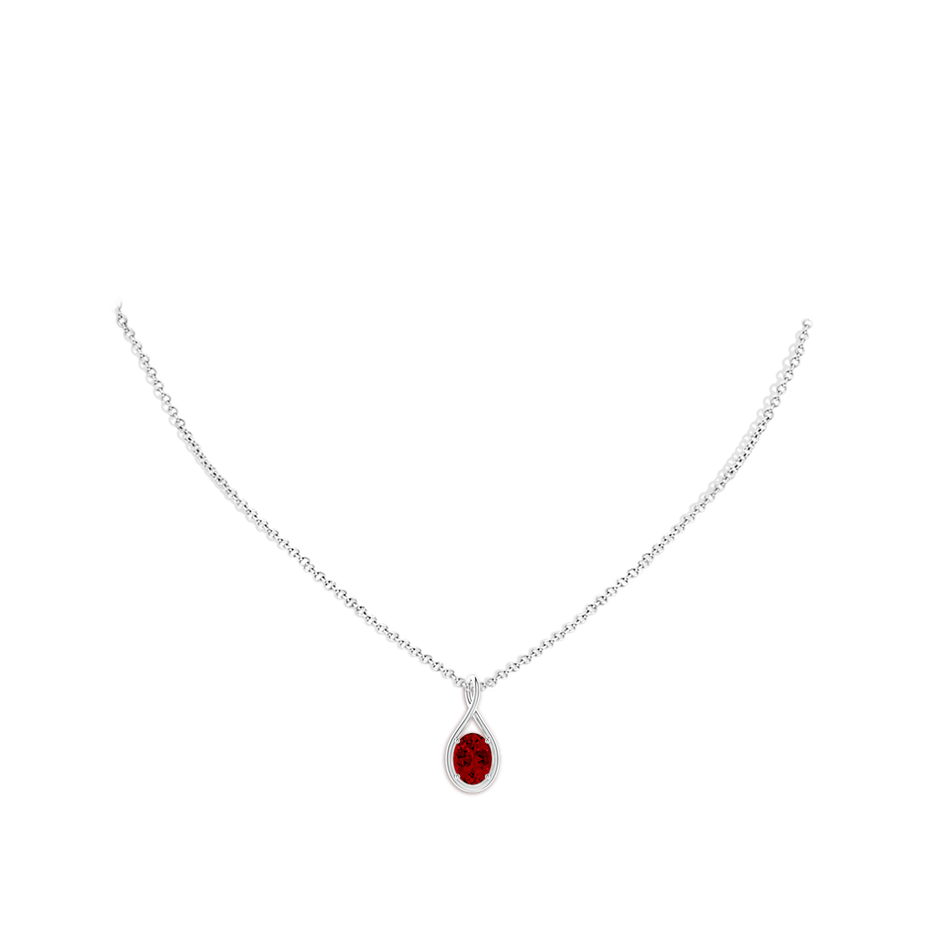 8x6mm Labgrown Lab-Grown Solitaire Oval Ruby Twist Bale Pendant in White Gold pen