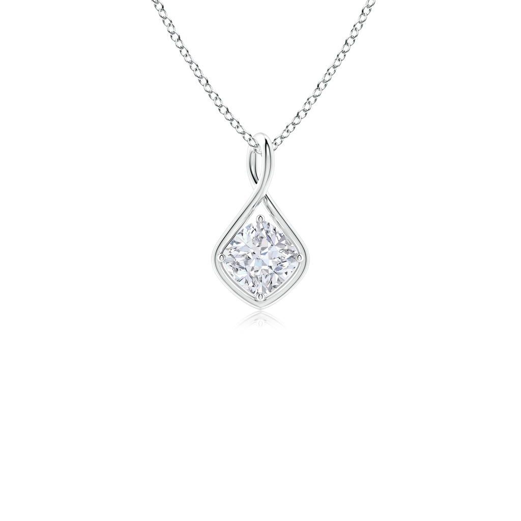 5.25mm FGVS Lab-Grown Solitaire Cushion Diamond Twist Bale Pendant in P950 Platinum