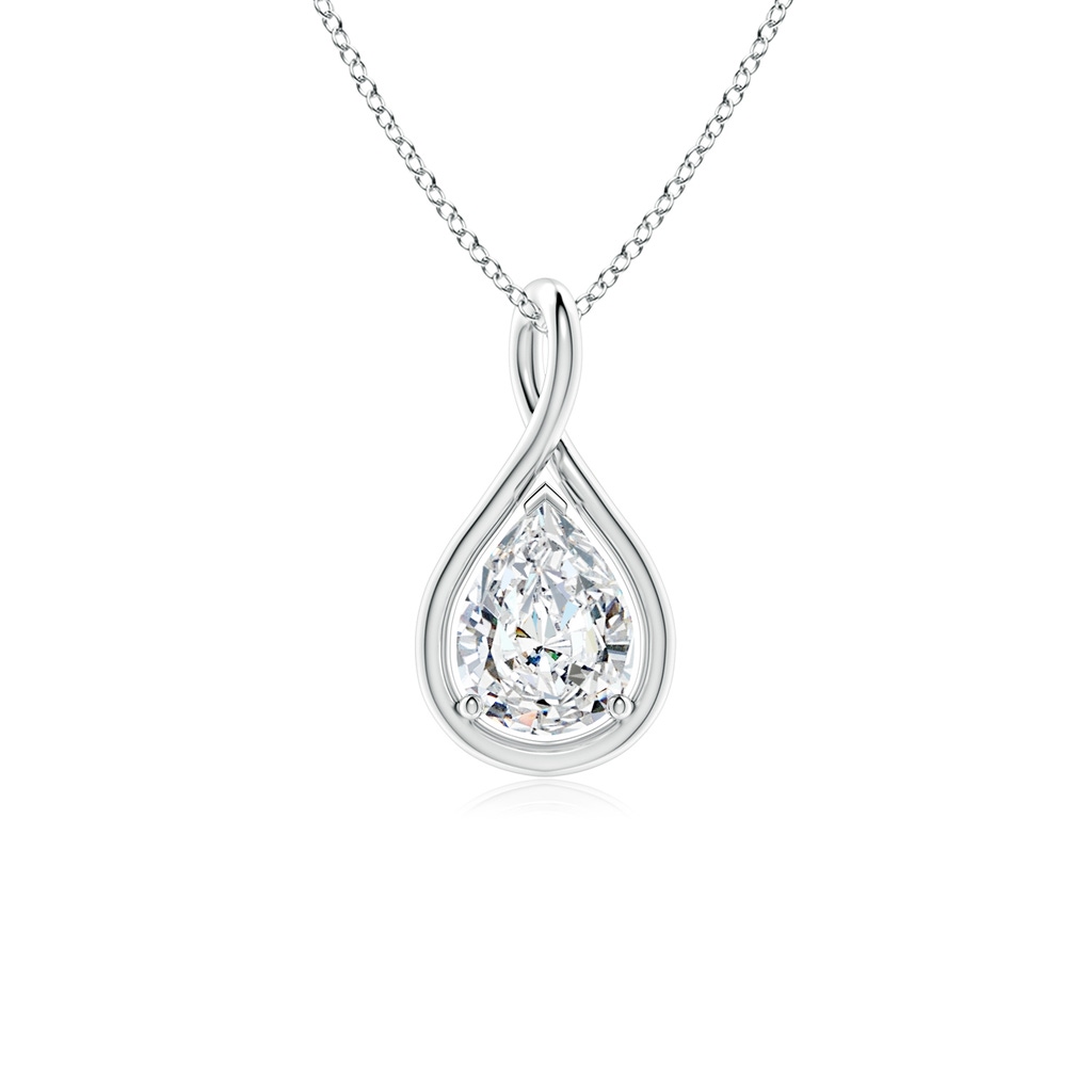 8x5mm FGVS Lab-Grown Solitaire Pear Diamond Twist Bale Pendant in White Gold