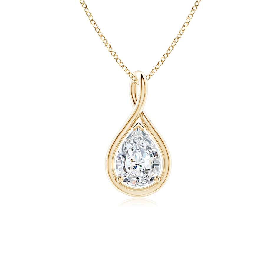 8x5mm FGVS Lab-Grown Solitaire Pear Diamond Twist Bale Pendant in Yellow Gold 