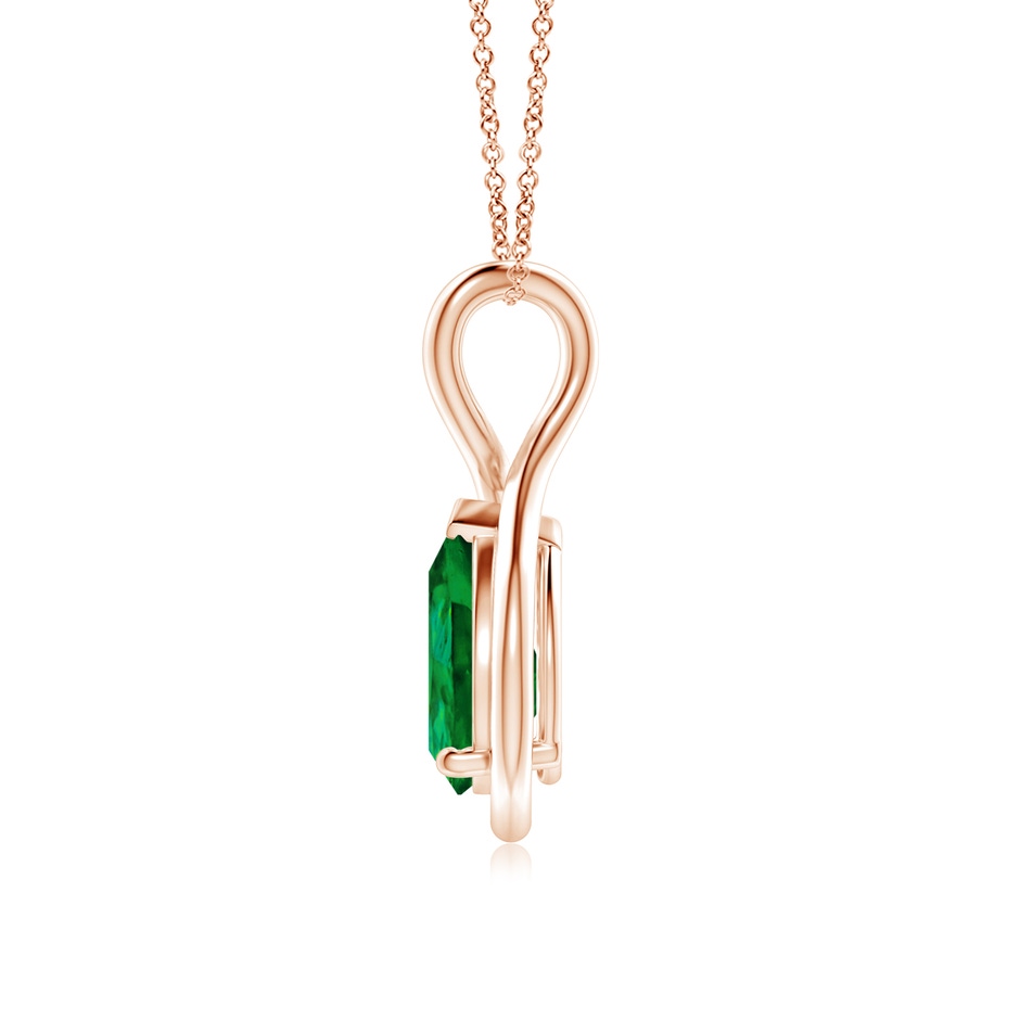 10x8mm Labgrown Lab-Grown Solitaire Pear Emerald Twist Bale Pendant in Rose Gold side 199