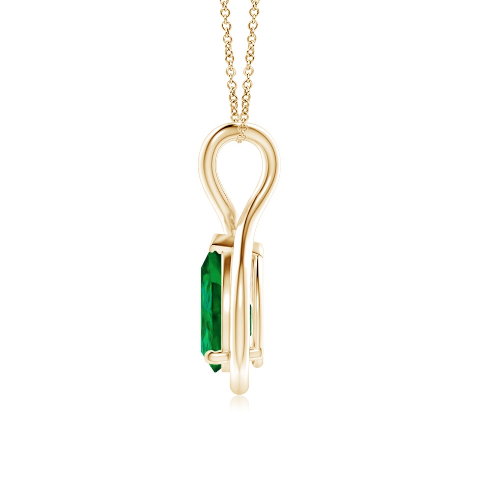 10x8mm Labgrown Lab-Grown Solitaire Pear Emerald Twist Bale Pendant in Yellow Gold side 199