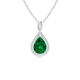 8x6mm Labgrown Lab-Grown Solitaire Pear Emerald Twist Bale Pendant in P950 Platinum