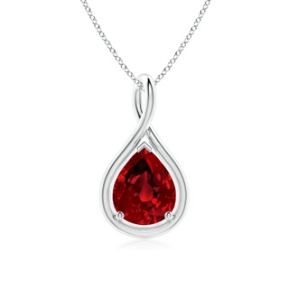 10x8mm Labgrown Lab-Grown Solitaire Pear Ruby Twist Bale Pendant in P950 Platinum