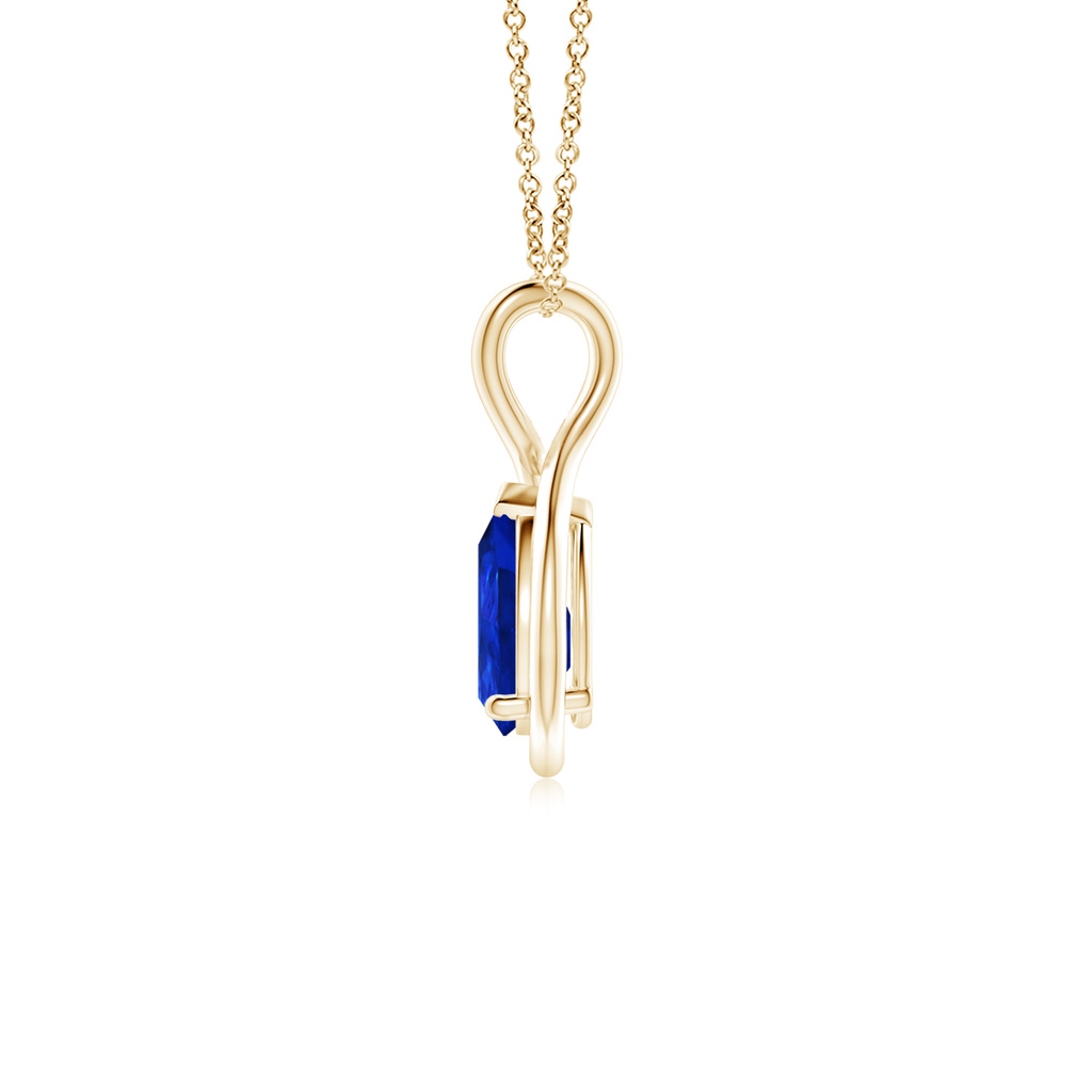 8x6mm Labgrown Lab-Grown Solitaire Pear Blue Sapphire Twist Bale Pendant in Yellow Gold Side 199