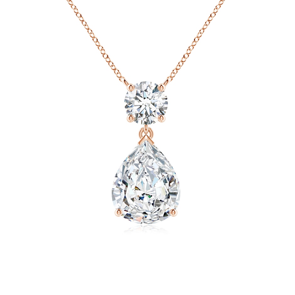 10x6.5mm FGVS Lab-Grown Solitaire Pear Diamond Drop Pendant with Accent in Rose Gold 