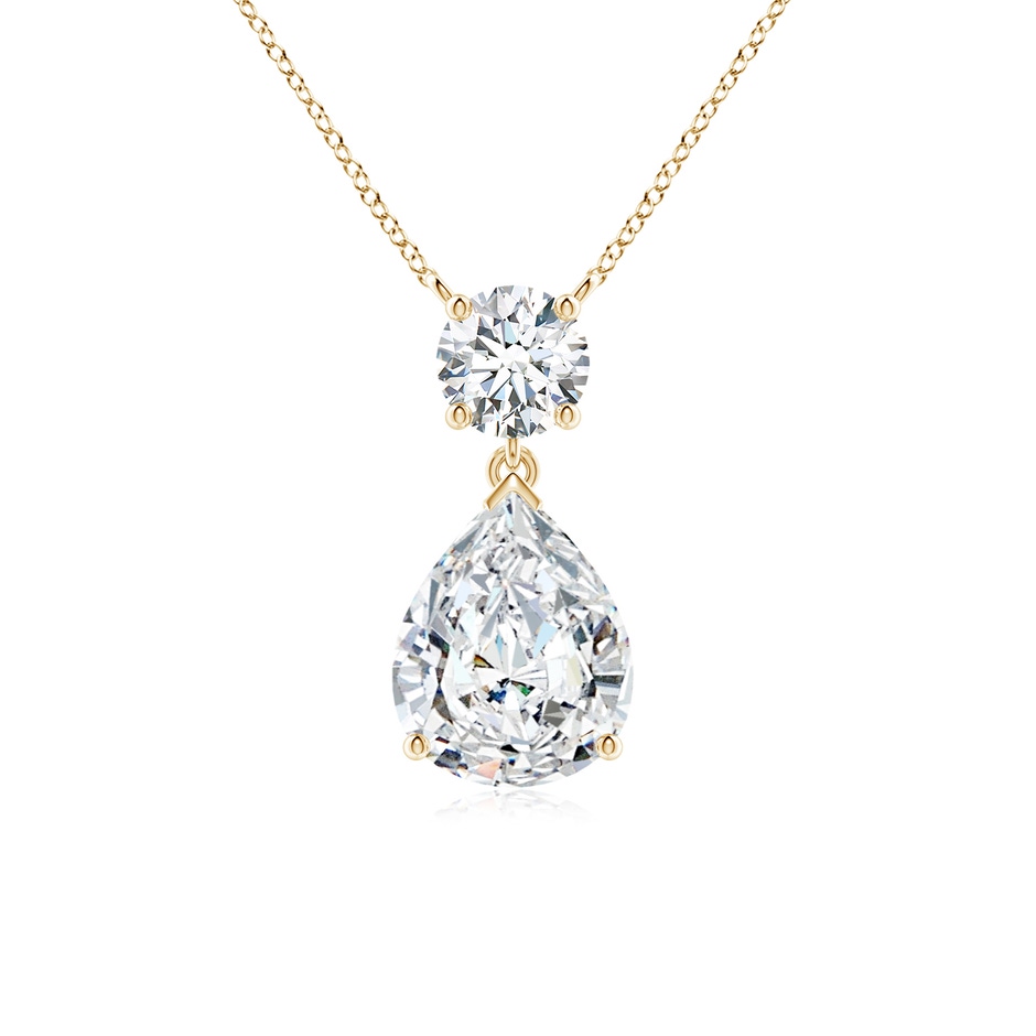 10x6.5mm FGVS Lab-Grown Solitaire Pear Diamond Drop Pendant with Accent in Yellow Gold 