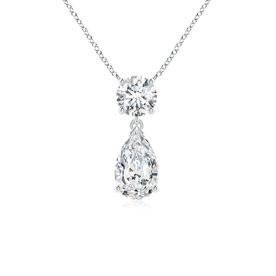 9x5.5mm FGVS Lab-Grown Solitaire Pear Diamond Drop Pendant with Accent in P950 Platinum 
