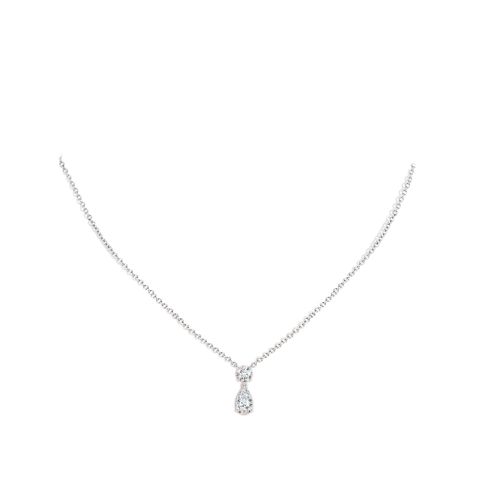 9x5.5mm FGVS Lab-Grown Solitaire Pear Diamond Drop Pendant with Accent in White Gold pen