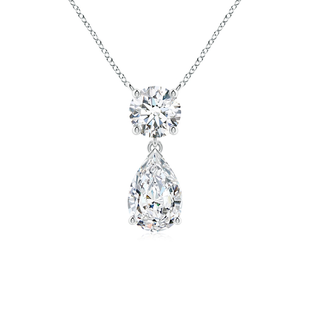 9x6mm FGVS Lab-Grown Solitaire Pear Diamond Drop Pendant with Accent in White Gold