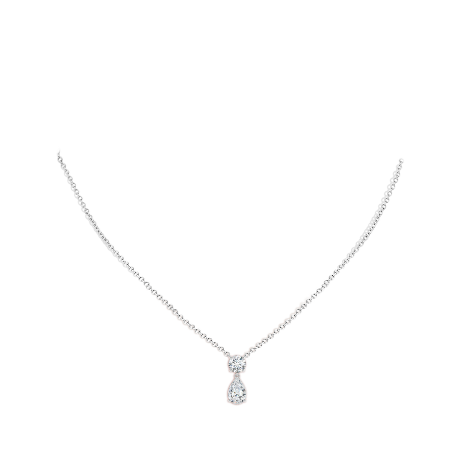 9x6mm FGVS Lab-Grown Solitaire Pear Diamond Drop Pendant with Accent in White Gold pen