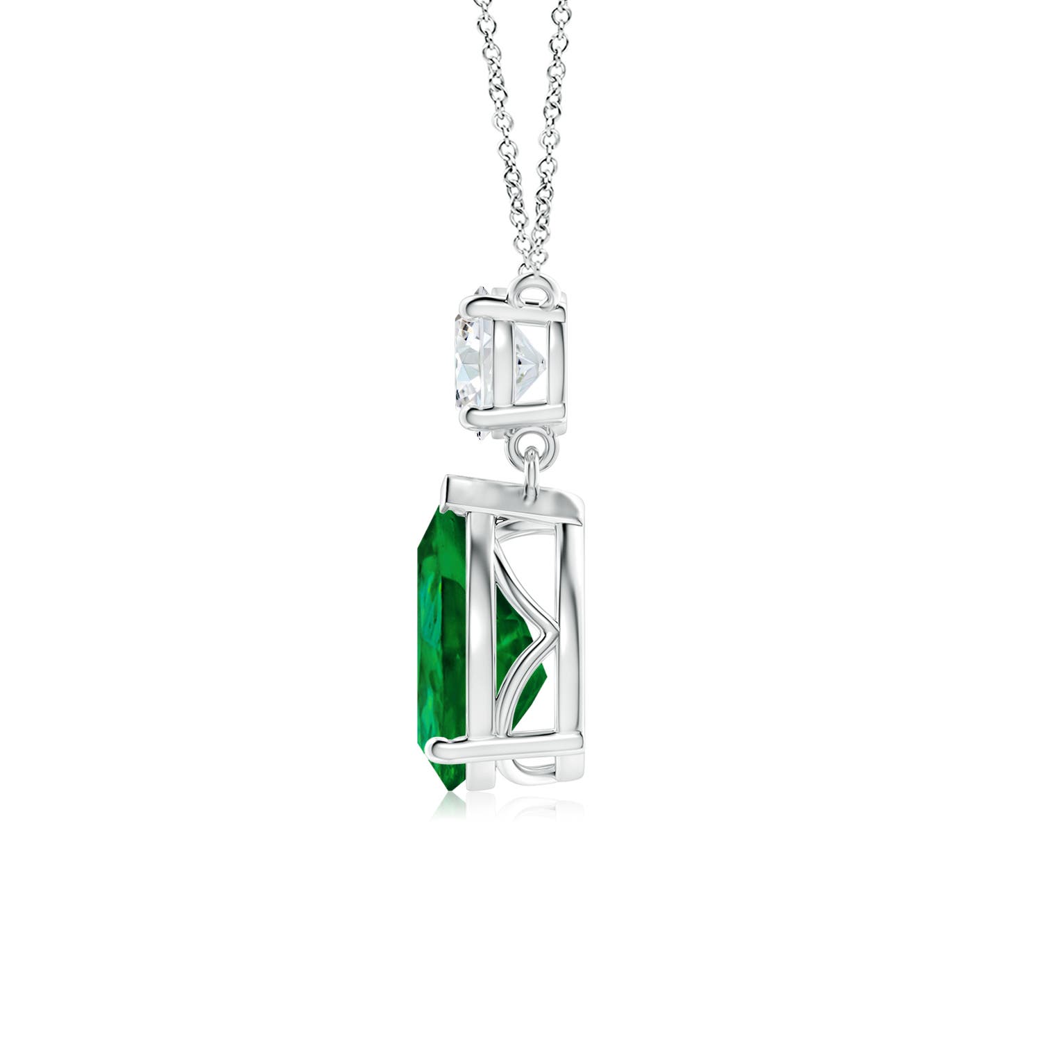 10x8mm Labgrown Lab-Grown Solitaire Pear Emerald Drop Pendant with Lab Diamond Accent in 18CT White Gold - side 3