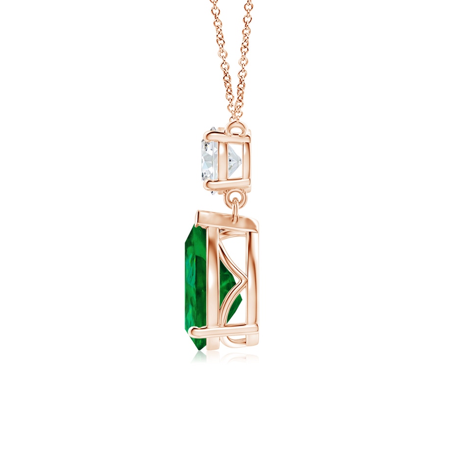10x8mm Labgrown Lab-Grown Solitaire Pear Emerald Drop Pendant with Lab Diamond Accent in Rose Gold side 199