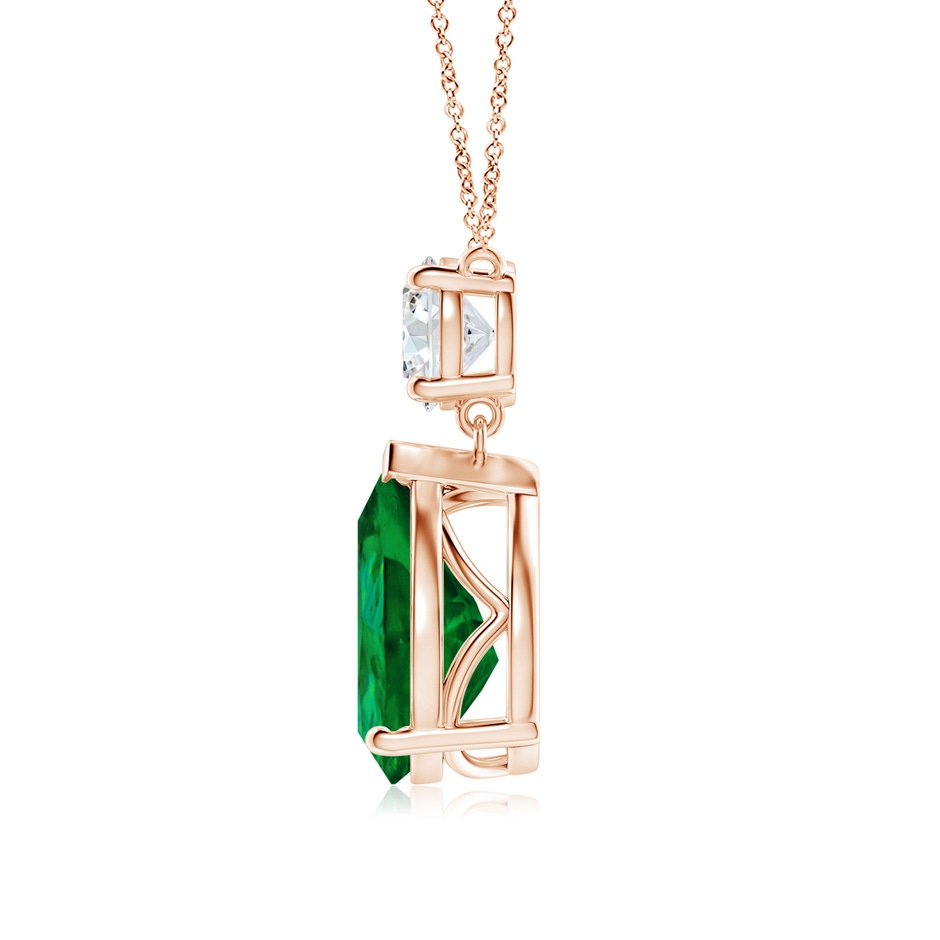 12x10mm Labgrown Lab-Grown Solitaire Pear Emerald Drop Pendant with Lab Diamond Accent in Rose Gold side 199
