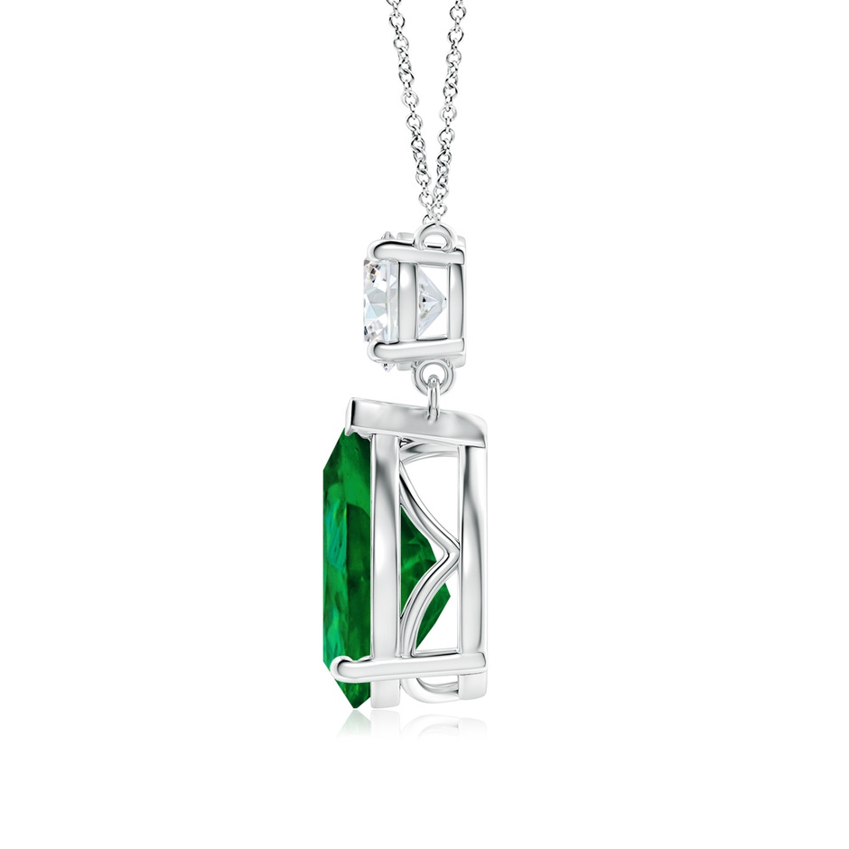 12x10mm Labgrown Lab-Grown Solitaire Pear Emerald Drop Pendant with Lab Diamond Accent in White Gold side 199