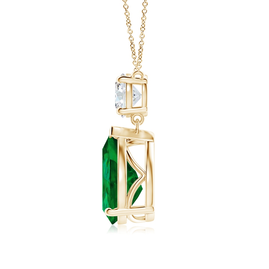 12x10mm Labgrown Lab-Grown Solitaire Pear Emerald Drop Pendant with Lab Diamond Accent in Yellow Gold side 199