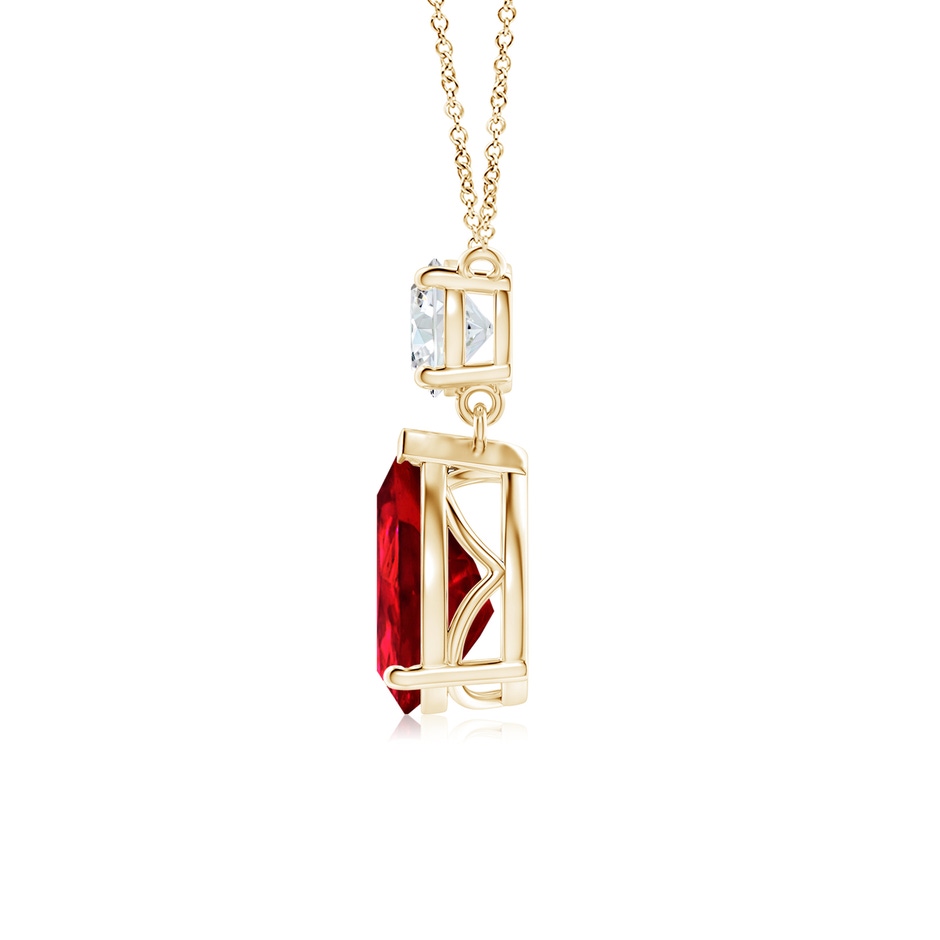 10x8mm Labgrown Lab-Grown Solitaire Pear Ruby Drop Pendant with Lab Diamond Accent in Yellow Gold side 199