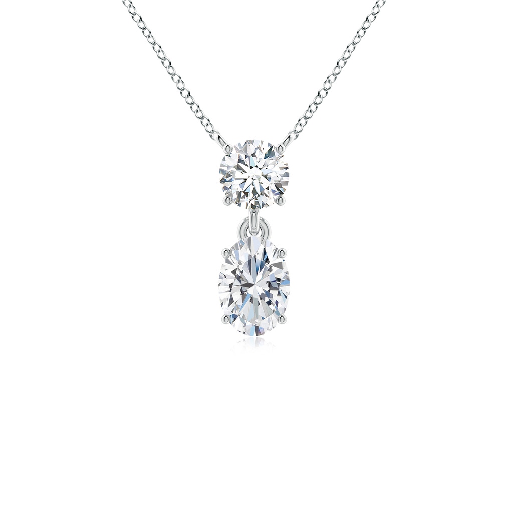 7.3x5.2mm FGVS Lab-Grown Solitaire Oval Diamond Drop Pendant with Accent in 18K White Gold