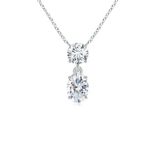 7.3x5.2mm FGVS Lab-Grown Solitaire Oval Diamond Drop Pendant with Accent in 18K White Gold