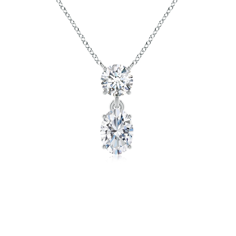 7.3x5.2mm FGVS Lab-Grown Solitaire Oval Diamond Drop Pendant with Accent in 18K White Gold 